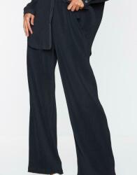 Prettylittlething Fodros Nadrág Fekete Hosszú Egyenes Magas Prettylittlething 36