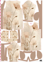 Takoy Panou cu croială 46 pentru geacă softshell damă botanică vintage
