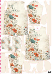 Takoy Panou cu croială 46 pentru geacă softshell damă peisaj floral vintage