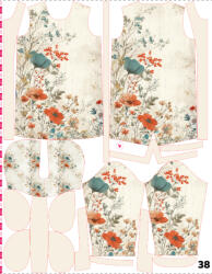 Takoy Panou cu croială 38 pentru geacă softshell damă peisaj floral vintage
