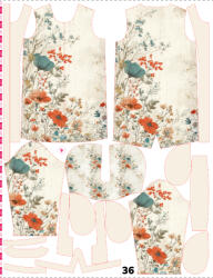 Takoy Panou cu croială 36 pentru geacă softshell damă peisaj floral vintage
