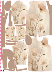 Takoy Panou cu croială 42 pentru geacă softshell damă botanică vintage