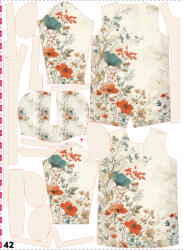 Takoy Panou cu croială 42 pentru geacă softshell damă peisaj floral vintage