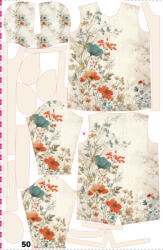Takoy Panou cu croială 50 pentru geacă softshell damă peisaj floral vintage