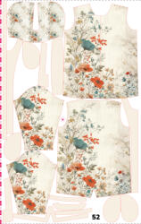 Takoy Panou cu croială 52 pentru geacă softshell damă peisaj floral vintage