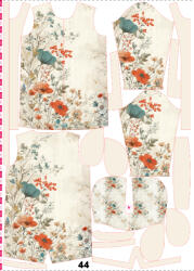 Takoy Panou cu croială 44 pentru geacă softshell damă peisaj floral vintage