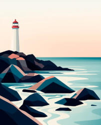 Alkotásutca Geometrikus világítótorony - Számfestő készlet kereten 40x50