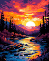 Alkotásutca Naplemente patak - Számfestő készlet kereten 40x50