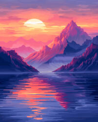 Alkotásutca Színekben játszó naplemente - Számfestő készlet kereten 40x50