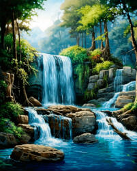 Alkotásutca Cascade vízesés - Számfestő készlet kereten 40x50