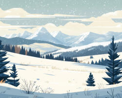 Alkotásutca Hóval borított rét - Számfestő készlet kereten 40x50