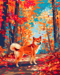 Alkotásutca Shiba ősszel - Számfestő készlet kereten 40x50
