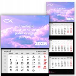  Háromrészes Irodai Falinaptár 2026 Bibliai Idézet Szerelmes MIX Minták (Kalendarz na Ścianę 2026 BIBLIJNY MIŁOWAĆ)