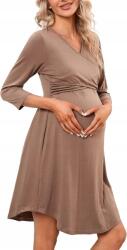  Elasztikus Kényelmes Hosszú Női Kismama Ruha Barna Színben L (5907348209674)
