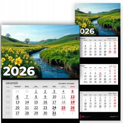 Plaka_TY Háromrészes Falinaptár 2026 Irodai Év Lógó Nárciszok Mix Minták (Kalendarz 2026 Rok Żonkile Wz)