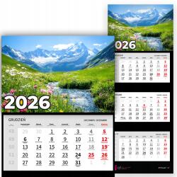 Plaka_TY Háromrészes Falinaptár 2026 Irodai Év Függő Hegyek Minta Mix (Kalendarz 2026 Rok Góry Wz)