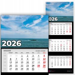 Plaka_TY Háromrészes naptár 2026 Irodai év Falra akasztható Természet Óceán Minták (Kalendarz Ścienny 26 Ocean Wzory)