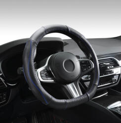 Autolife DW-5056BLD "D" Valódi bőr kormányvédő szellőző lyukacsos Kék betétes mintával (00238) - akcio-shop