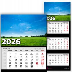 Plaka_TY Háromrészes Naptár 2026 Irodai Év Falra Akasztható Természet Rét Minták (Kalendarz Ścienny 26 Łąki Wzory)