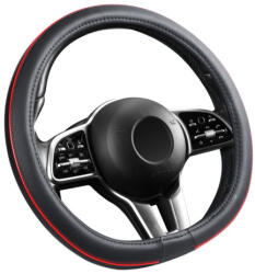 Autolife Bőrhatású Kormányvédő 38cm / Piros betétes "D" típusú 00832 (00832)