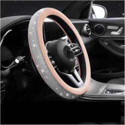 Autolife 00085 Kormányvédő rózsaszín 38cm strasszkristályokkal 203-10 (00085) - akcio-shop