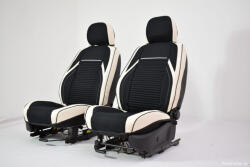 Car-S Üléshuzat garnitúra Bőr-szövet PRÉMIUM méret azonos szabás Fekete-Fehér (53355)
