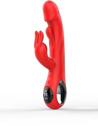 Passion Labs Vibrator Flapping Rabbit, Display LCD, 9 Moduri Vibratii, 9 Moduri Tapare, Silicon, USB Magnetic, Rosu, 24.2 cm, Passion Labs Vibrator
