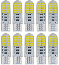 Autolife SMD-T10-3024SMD 10db-os SZILIKON - fehér - 12V CANBUS (19063)