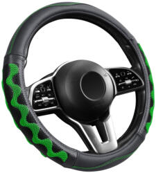 Autolife Műbőr kormányvédő 38cm fekete-zöld 203-7GR A00191 (00191) - akcio-shop