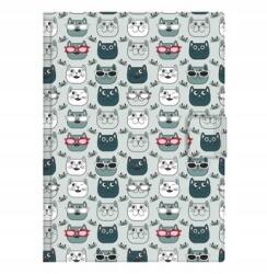 Biurfol A5-ÖS Tépőzáras Jegyzetfüzet Cserélhető Betéttel Borító Szürke Macskák (NNO-07-13)