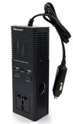 AUTOLIFE 63011 12/24V Autós inverter 200W átalakító AC 220V-ra, 2 hálózati csatlakozóval, 2 USB - 1 Type-C porttal és 1 szivargyújtó aljzat (63011) - akcio-shop