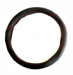 Autolife Bőrhatású kormányvédő piros varrással 38cm (KV-2127R)