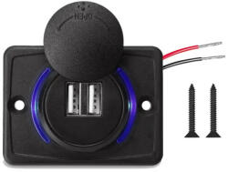 Autolife Kettős USB töltőaljzat 3.1A, vízálló, 12-24V (13337)