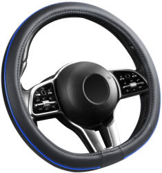 Autolife Bőrhatású Kormányvédő 38cm / kék betétes "D" típusú 00849 (00849) - akcio-shop