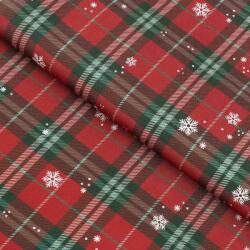 Goldea teflon szövet terítőknek - piros kockás hópelyhekkel 160 cm