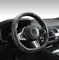 Autolife DW-5056G "D" Valódi bőr kormányvédő szellőző lyukacsos Zöld betétes mintával (00382)
