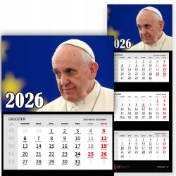  Háromrészes Irodai Falinaptár 2026 Pápa Ferences Vallás Minták (KALENDARZ NA ŚCIANĘ 2026 FRANCISZEK RELIGIA)