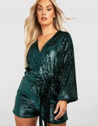 Boohoo Flitteres Zöld Hosszú Ujjú Koktél Overál Boohoo 50