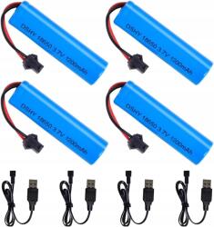 4 db 3, 7 V-os 1200 mAh-s akkumulátor USB-vel DE45 DE42 1: 14 SM-2P csatlakozóhoz (B0F8QKKHTY)