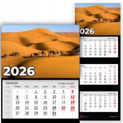 Plaka_TY Háromrészes naptár 2026 Irodai év Falra szerelhető Természet Sivatag Minták (Kalendarz Ścienny 26 Pustynia Wzory)