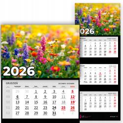 Plaka_TY Háromrészes Falinaptár 2026 Irodai Év Függő Természet Mix Minták (Kalendarz 2026 Rok Natura Wz)