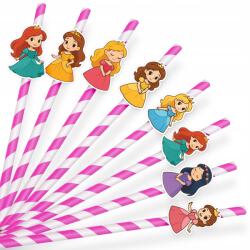  Papír Szívószál Szülinapi Dekoráció Kis Hercegnő 8 db (SŁOMKI LEGAL NR 19)