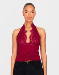 Prettylittlething Bordó Csipkés Felső V Klasszikus Fazonú Prettylittlething 38