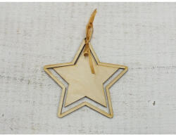  Natúr fa - Csillag kerettel 12x12, 5cm - papelito
