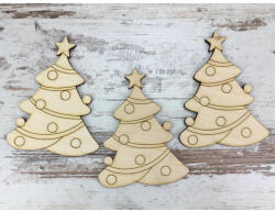  Natúr fa - Díszes fenyőfa 10cm 3db/csomag - papelito