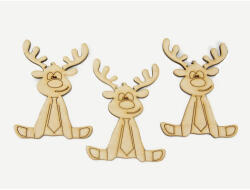 Natúr fa - Nyakkendős rénszarvasok 3db/csom - papelito