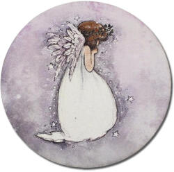  Nyomtatott fa tábla koszorú közép - Angyalkás csillagos 11, 8cm - papelito