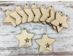 Natúr fa - Díszített csillag 4, 5cm 10db/csomag - papelito
