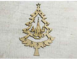  Natúr fa - Fenyő téli tájjal 30cm - papelito