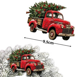  Nyomtatott dekorkarton - Autó fenyővel 9, 5cm 2db/csomag - papelito